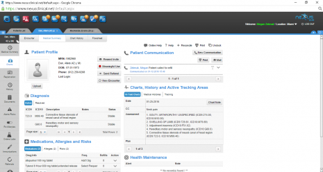 screenshot of patient profile