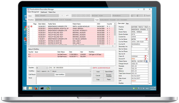 receivables application on laptop screen