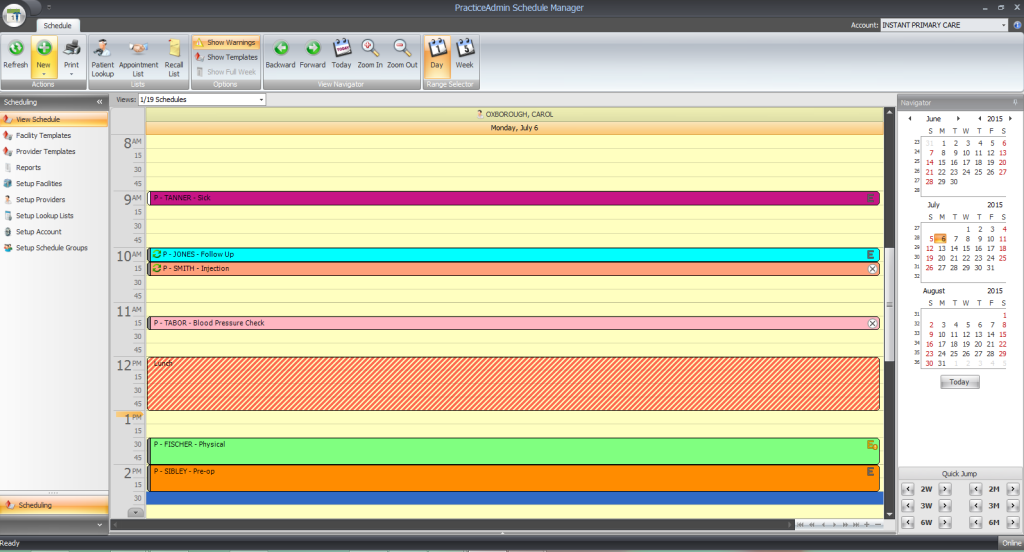 PracticeAdmin scheduling tool